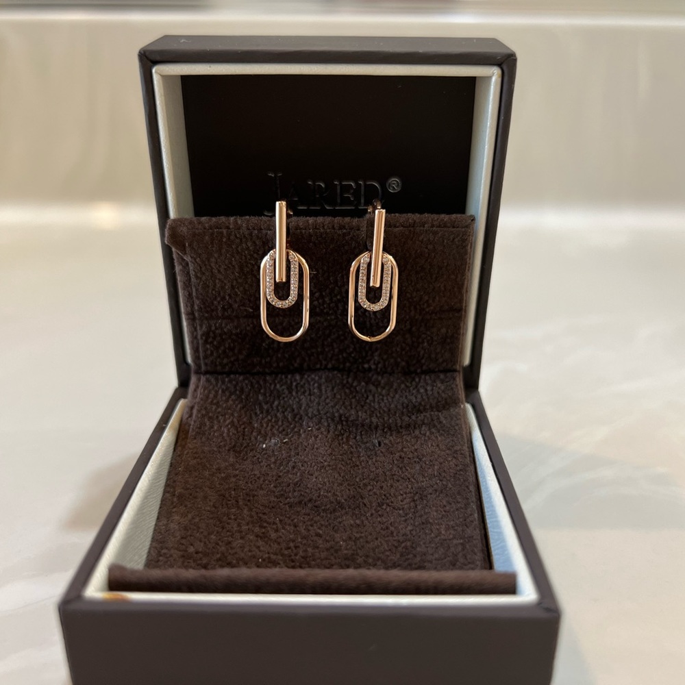 14k Rose Gold Pave Earrings